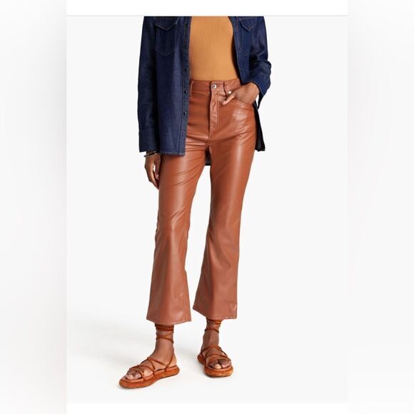 Rag & Bone Casey Cropped Faux Leather Bootcut Trousers NWT - Picture 1 of 13